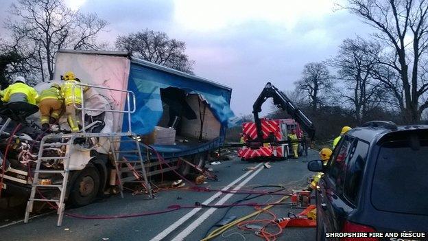 Lorry damaged in high winds