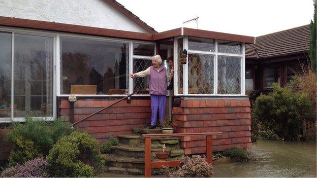 Alison Spooner in her home on the flooded Towpath in Shepperton