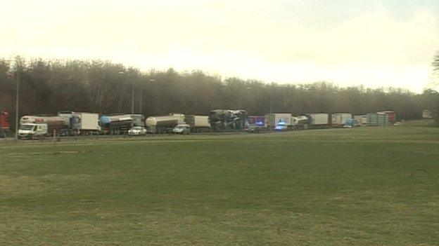 Lorries parked