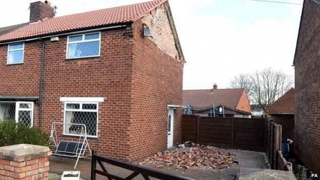 A House in Greenway Walk, Northwich, Cheshire, that has been damaged by last night's high winds