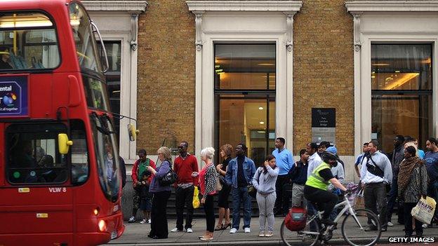 Queue for a bus in London