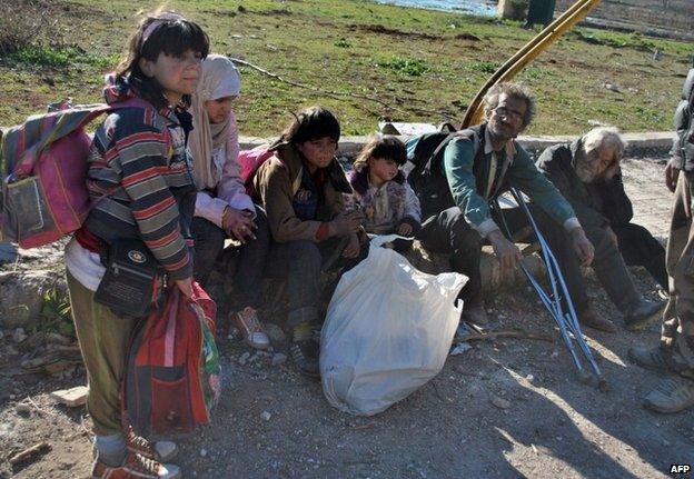 Evacuees from Homs, 12 February