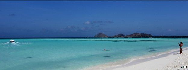 A beach with white sand