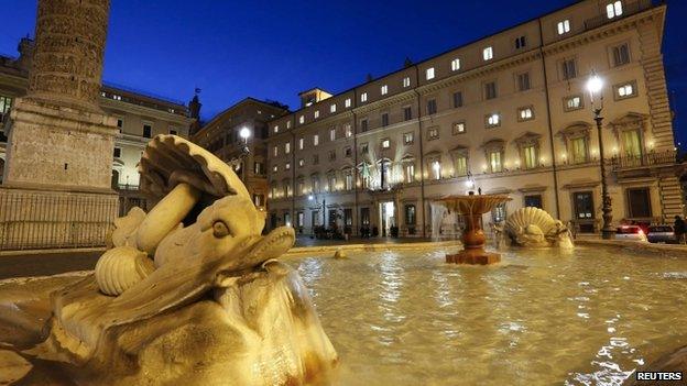 A view of Chigi palace, the headquarters of Italian government, in Rome (February 2013)