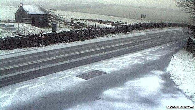 Snow on Dartmoor. Pic: Devon Highways