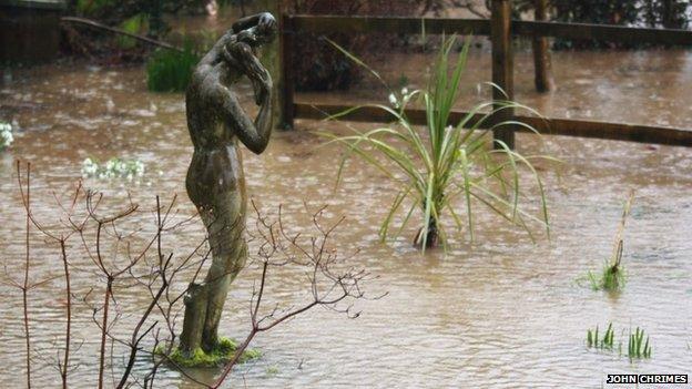 Flooded garden in Ashburton. Pic: John Chrimes