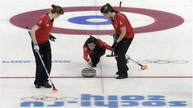 Eve Muirhead delivers a stone for Team GB in Sochi