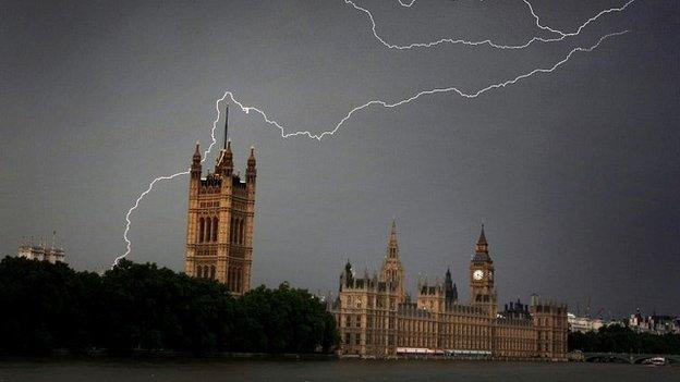 Lightning strikes Westminster