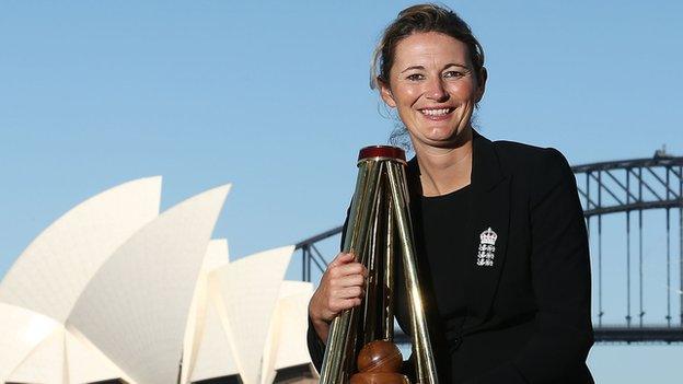 England captain Charlotte Edwards with the Ashes trophy