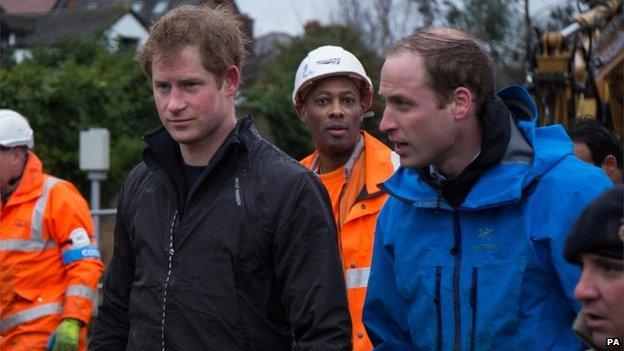 Prince William and Harry help flood effort in Berkshire