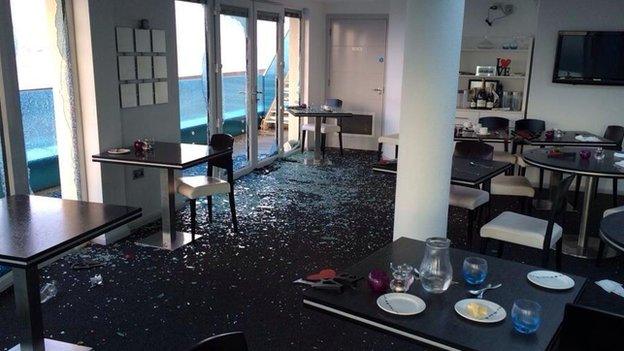 Inside the Marine Restaurant after storm hit (pic: Marine Restaurant)