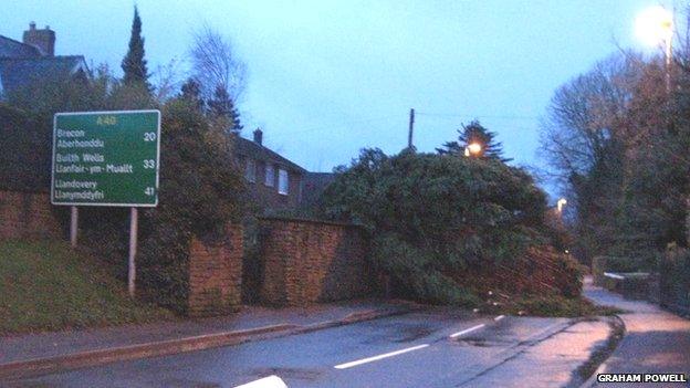 A40 blocked in Abergavenny