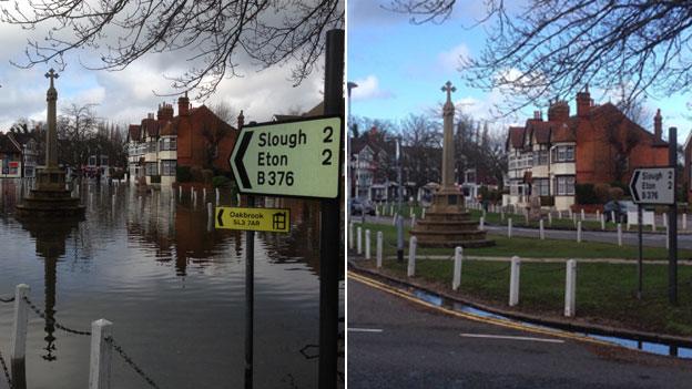 Datchet flooding before and after