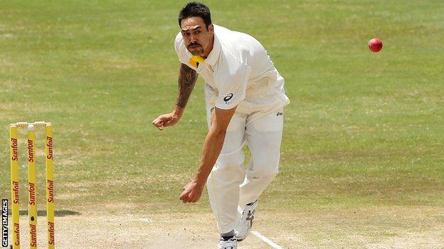 Mitchell Johnson in full flight for Australia