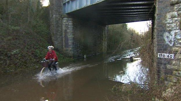 Flooded cycle path