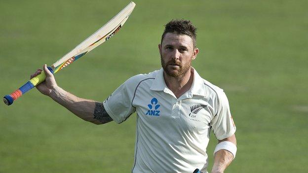 Brendon McCullum walks off at the end of day four