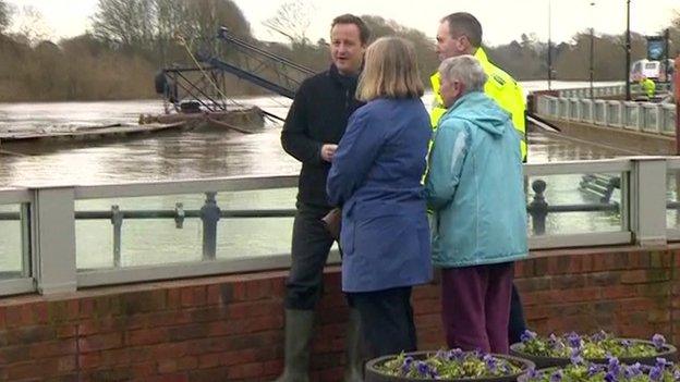 Prime Minister David Cameron in flood-hit Worcestershire