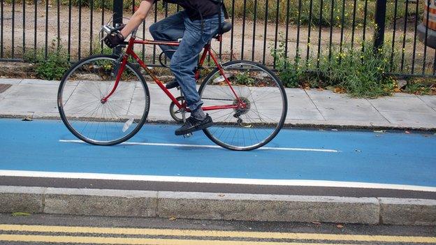 Cyclist on cycle path