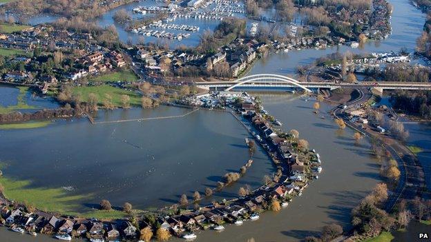 Flood water at Walton-on-Thames