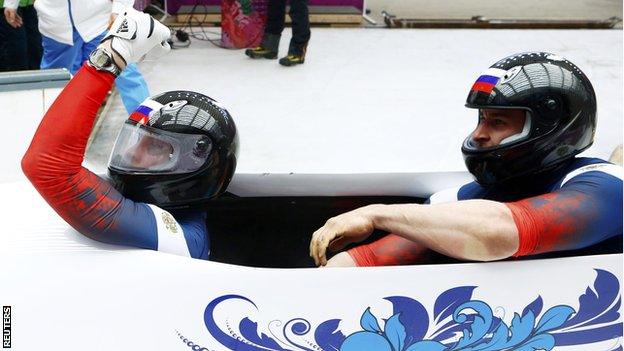 Olympic bobsleigh champions Alexander Zubkov and Alexey Voevoda of Russia