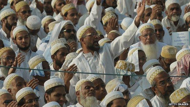 Muslim faithful at a public meeting