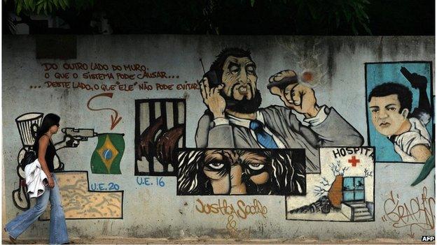 Sao Paulo grafitti on wall of the Carandiru prison complex (2006)