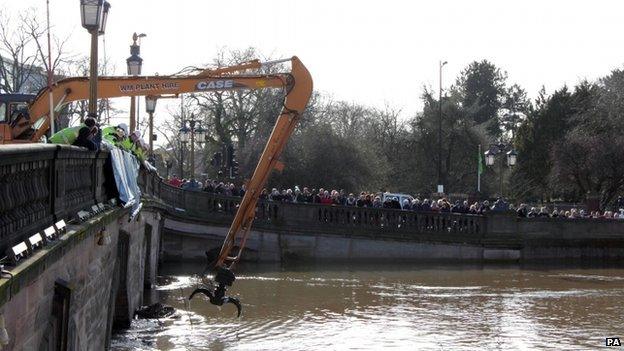 Debris in river