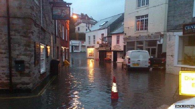 Flooding in Mevagissey on Monday 3 February