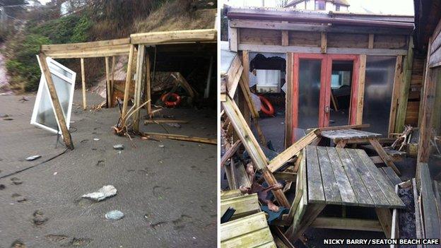 Storm-damaged Seaton Beach Cafe