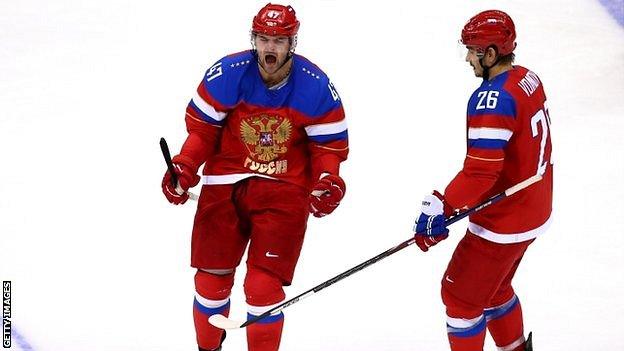 Alexander Radulov of Russia celebrates