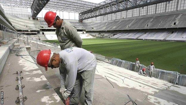 Work continues in the Arena da Baixada stadium in Curitiba