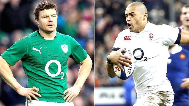 Ireland legend Brian O'Driscoll (left) and England's Luther Burrell