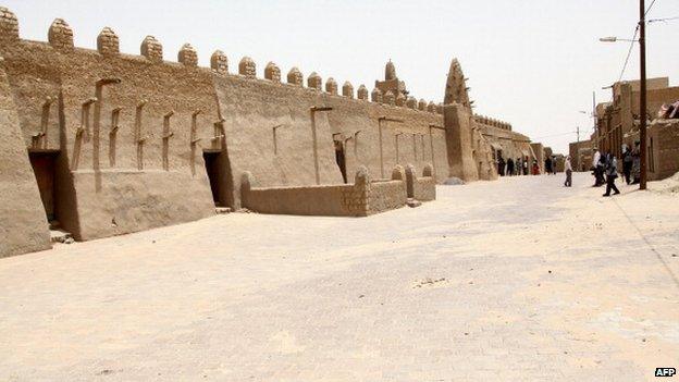 A general view of the Djinguereber mosque in Timbuktu on 30 June 2013.