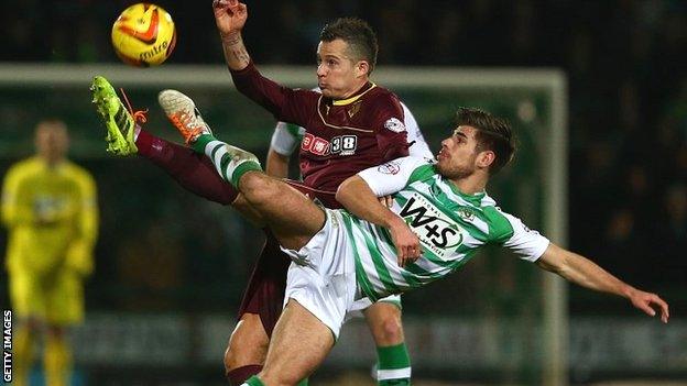 Action from Yeovil's 0-0 draw with Watford at Huish Park