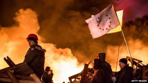 Anti-government protesters in Kiev. Photo: 19 February 2014