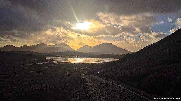 The village of Crowlitsa in Uig Bay on the isle of Lewis looks stunning even though the picture was taken during severe gales