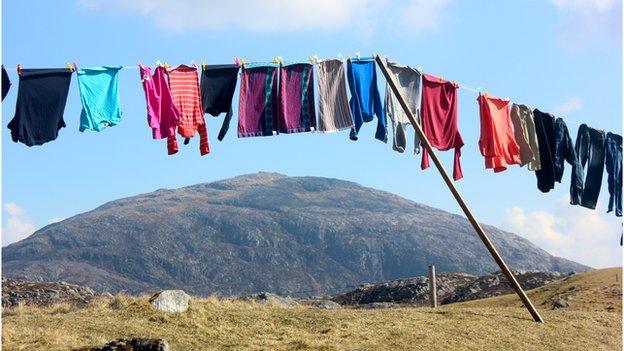 A great drying day at Ardroil,with Suinabhal in the background