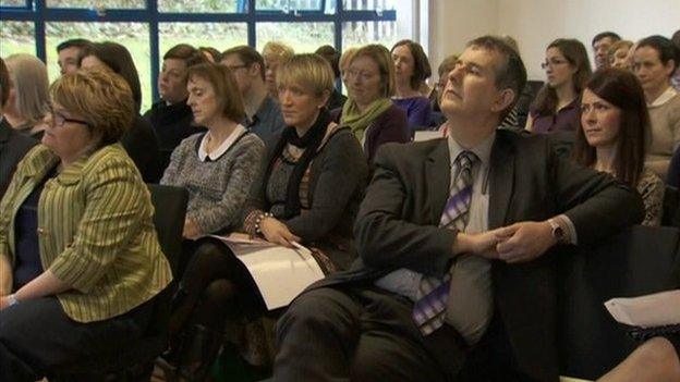 Health Minister Edwin Poots listened to A&E staff outline their concerns at the conference