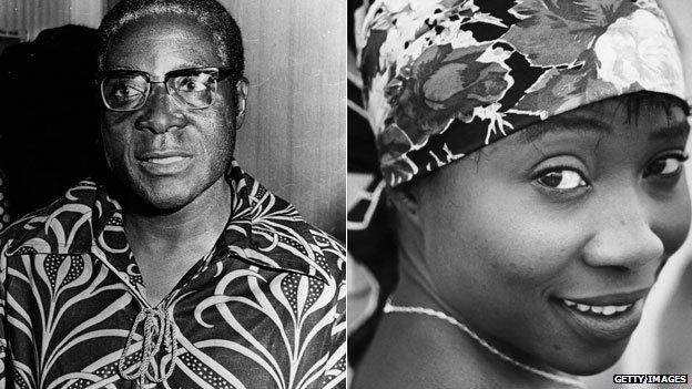 Left: Robert Mugabe in 1976 Right: Sally Mugabe in 1955