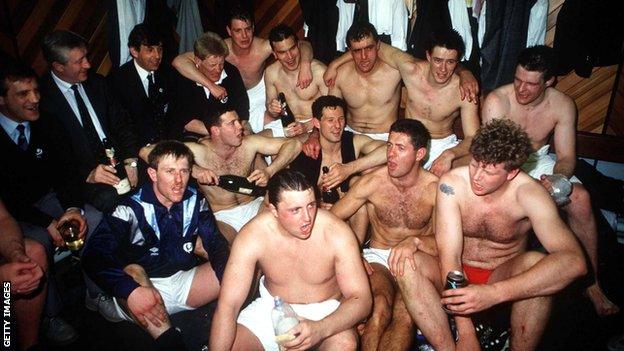 Scotland celebrate their 1990 Grand Slam win