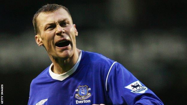 Duncan Ferguson while playing for Everton