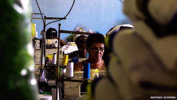 Seamstresses at work preparing carnival costumes