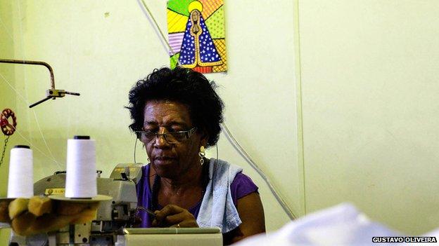 Seamstresses at work preparing carnival costumes