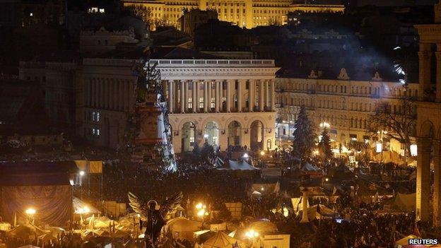 View of Independence Square in Kiev (20 February 2014)