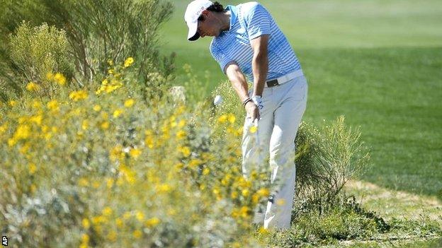 Rory McIlroy in action at the WGC Match Play at Dove Mountain