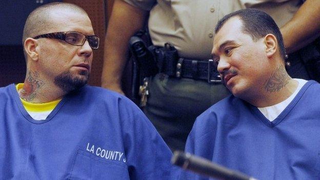 Marvin Norwood (left) and Louie Sanchez in a Los Angeles, California, court on 30 May 2012