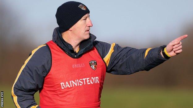 Antrim manager Kevin Ryan shouts out instructions to his players in last weekend's defeat by Wexford