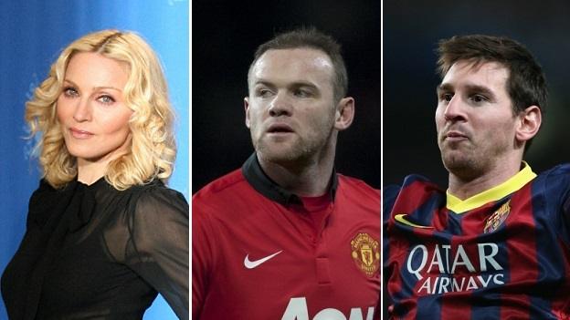 Madonna, Wayne Rooney and Messi