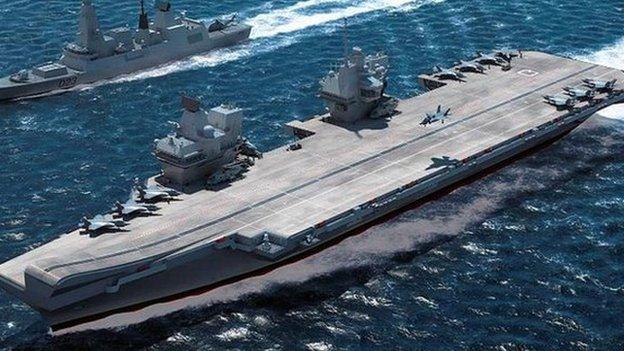 Computer generated image of the Royal Navy’s new aircraft carrier HMS Queen Elizabeth