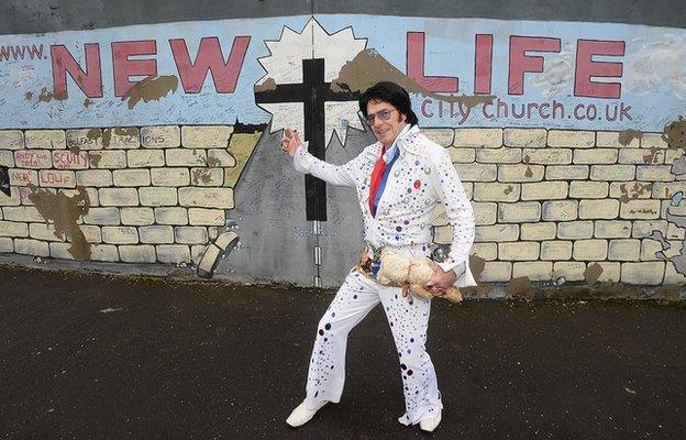 The Reverend Andy Kelso dressed as Elvis Presley